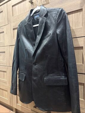 Ralph Lauren Black Leather Blazer Jacket